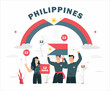 philippines independence day illustration. 2 people Celebrating with passion