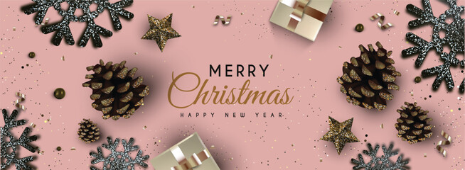 christmas background with glitter effect vector design illustration