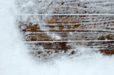 Wall Mural - Winter wood background with snow.