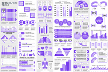 Poster - Bundle infographic elements data visualization vector design template. Mega set. Can be used for steps, business processes, workflow, diagram, flowchart concept, timeline, icons, info graphics.