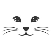 Illustration Of A Cute Cat Muzzle On A White Background