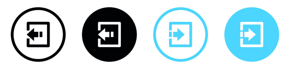 Fototapete - Login logout icon, sign in and sign out symbol, exit and entry icon, inside outside icons, door with arrow symbols