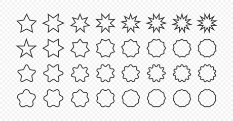 Wall Mural - set of star shapes. polygonal elements. outline geometric design symbol on transparent background. s
