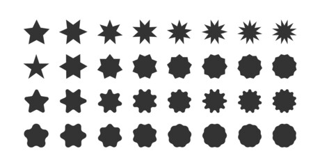Wall Mural - set of star shapes. polygonal elements. black geometric design symbol. sign for banner and sale in v
