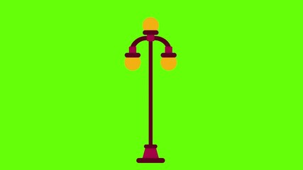 Sticker - A vintage street lamp post icon in the bright green background