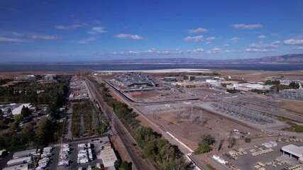 Poster - The footage of an aerial view of parking area in California