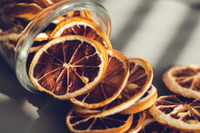 Sun-dried Orange. Dried Citrus Fruits. Still Life. Healthy Eating And Lifestyle