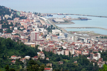 Wall Mural - City of Rize in Black Sea, Turkey. Rize is built around a small bay on the Black Sea coast.