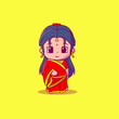 © izham - Cute female Indian people using traditional dress Icon Concept Isolated Premium Vector