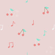 © Piscine26 - pastel cherry and music note seamless background for fabric pattern