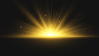Wall Mural - explosion sun with rays and spotlight, light effect.