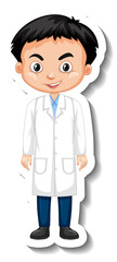 Wall Mural - Scientist boy cartoon character sticker