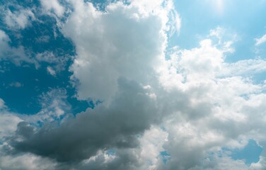 Wall Mural - beautiful blue sky and white cumulus clouds abstract background. cloudscape background. blue sky and