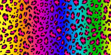 Rainbow Leopard Seamless Pattern. Bright Background.Animalistic Print. Hand-drawn Vector Illustration