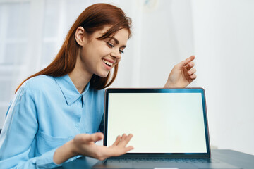 Poster - woman student sitting in laptop emotions work learning