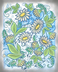 Wall Mural - Hand painted in Russian tradition. Russian traditional decorate artwork. Floral patterns.