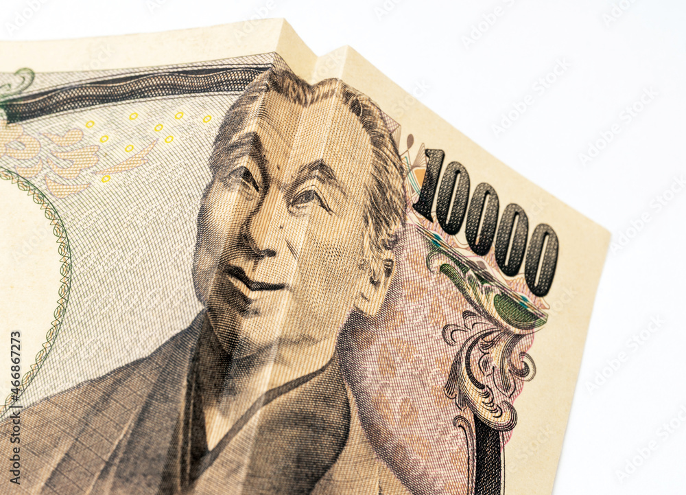 点描(福沢諭吉) Foto 嬉しい・微笑む・ニッコリ一万円札の福沢諭吉 do Stock | Adobe Stock