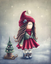 Cute Winter Christmas Girl