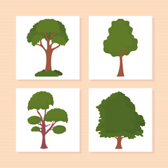 Wall Mural - green trees icon set