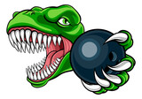 Fototapeta Pokój dzieciecy - Dinosaur Bowling Player Animal Sports Mascot