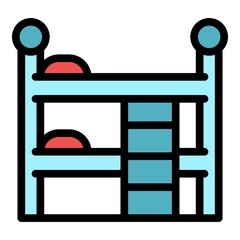 Wall Mural - Quiet spaces bunk bed icon. Outline quiet spaces bunk bed vector icon color flat isolated