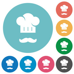 Poster - Chef hat and mustache flat round icons