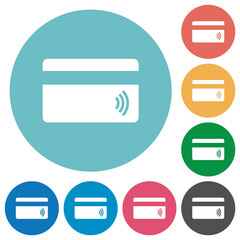 Sticker - Contactless credit card flat round icons