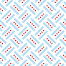 Seamless Pattern Of Chicago Flag. Vector Illustration. Print, Book Cover, Wrapping Paper, Decoration, Banner And Etc