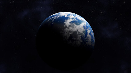Wall Mural - View of Earth in open space, illustration. Banner design