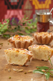Fototapeta Londyn - baked shortbread tartlets with potatoes and egg