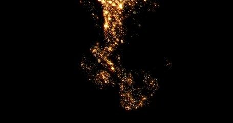 Poster - Gold flow particles or smoke and dust spray effect, golden glitter background. Magic light of sparkling fluid or fragrance glitter glow with shiny flares
