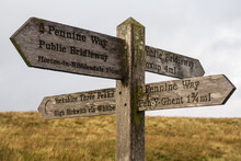 Signpost At Horton In Ribblesdale Showing The Pen-y-ghent Walk
