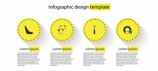 Sticker - Set Inhaler, Stethoscope, Tooth drill and Tomography. Business infographic template. Vector