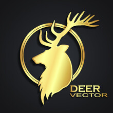 3d Golden Deer Profile Logo Design
