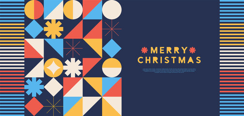 Sticker - Merry Christmas gold geometric mosaic template