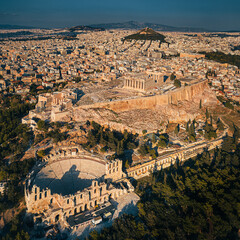 Wall Mural - Aerial view of the Athens city and Acropolis