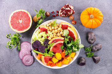 Wall Mural - buddha bowl- colorful vegetarian salad with ingredients