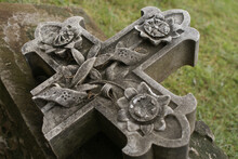 Old Weathered Gravestone In A Cemetery