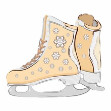 Vector Winter Illustration. Vector Figure Skates. New Year's And Christmas. Design Element For Postcards, Flyers, Posters And Other Uses.