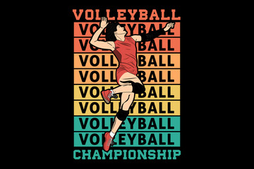 Canvas Print - Volleyball championship design vintage retro