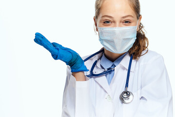 nurse medical mask blue gloves hospital stethoscope