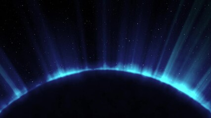 Wall Mural - cosmic eclipse. black background. blue color. 3d animation