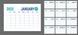 Fototapeta  - Calendar 2022 year. English planner template. Vector horizontal grid. Landscape orientation. Office business planning