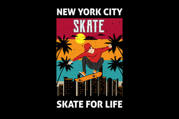 Wall Mural - New york city skate for life design vintage retro