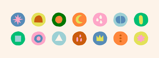 Wall Mural - set of vector highlight covers. abstract backgrounds. various shapes, circles, simple objects, doodl
