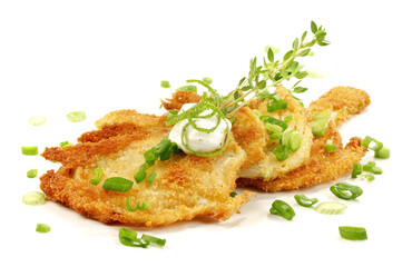 Wall Mural - Breaded Fennel Slices on white Background Isolated