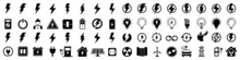Electricity Icons Set. Power Related Icon. Green Energy Icon. Vector Illustration