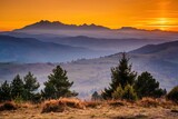 Fototapeta Do pokoju - Widok Tatr z Pienin o zachodzie słońca