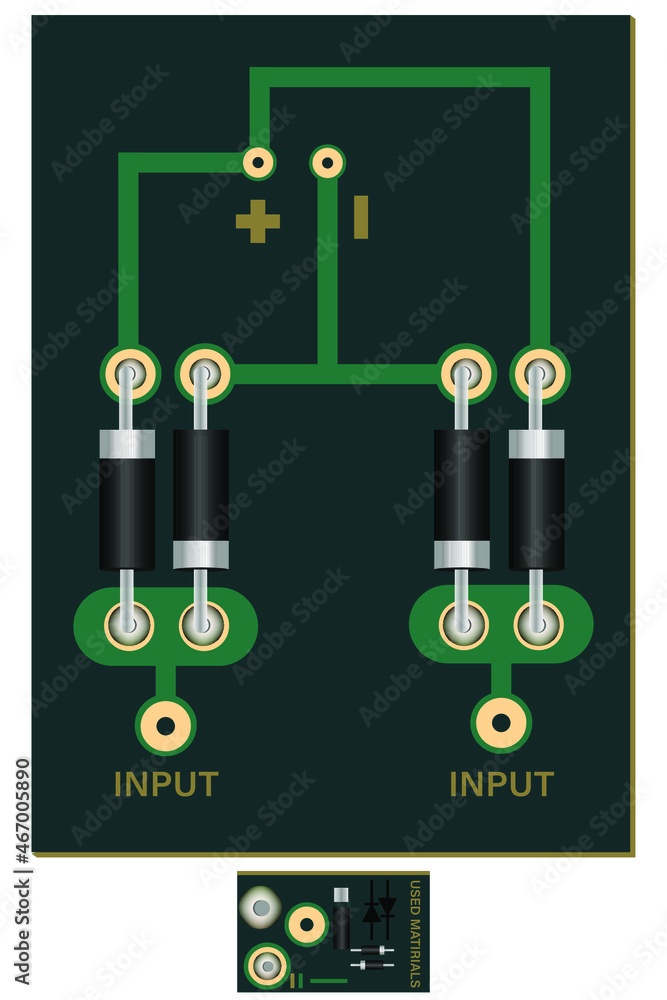 Diode Bridge Rectifier Component Symbol For Circuit Design in vector ...