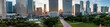 Miami,United States- September 19, 2021: Panorama view of urban skyline Miami at sunset